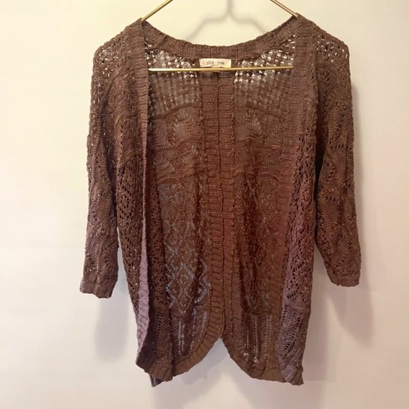 Pink Rose Sweaters - Brown Cardigan Sweater Size XS